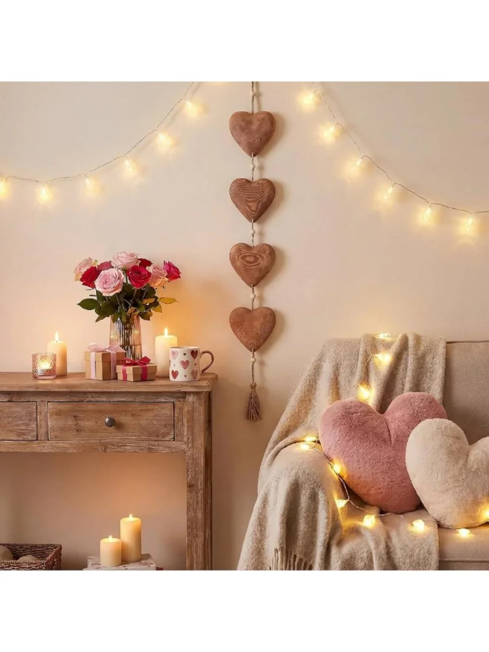 Large Vintage Wooden Heart Wall Decor 31.5
